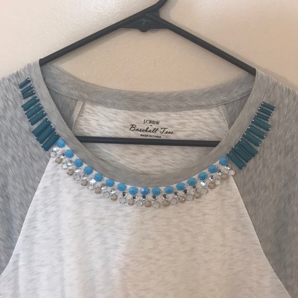 J. Crew baseball tee with bejeweled neckline - Picture 3 of 3